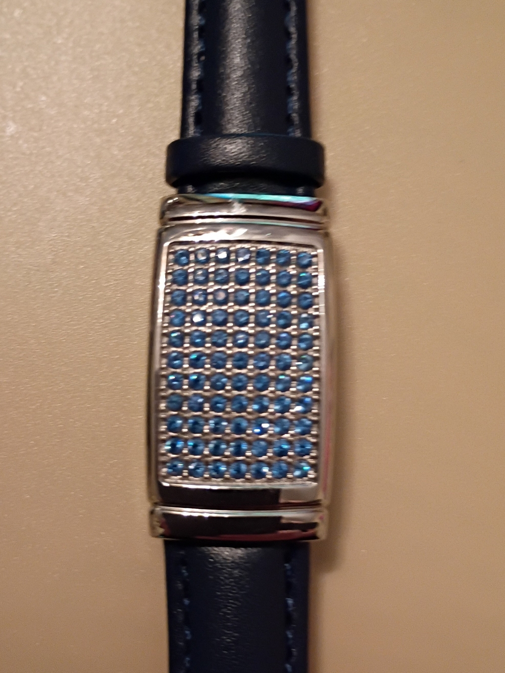 Gorgeous Denim Blue Swarovski Crystal Leather Womens Bracelet New Exc Cond See!